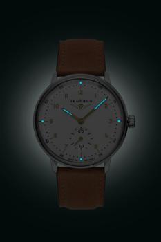 Preview: Bauhaus Damenuhr Quarz mit kleiner Sekunde mit Lederarmband